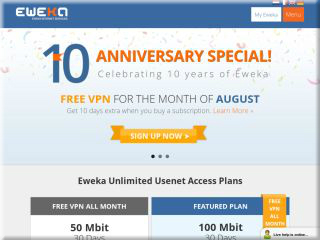 Free VPN with USENET Account from Eweka