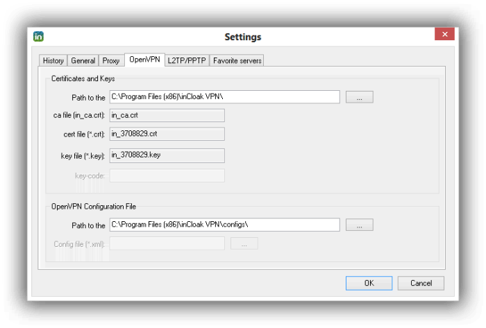 InCloak OpitonsOpenVPN